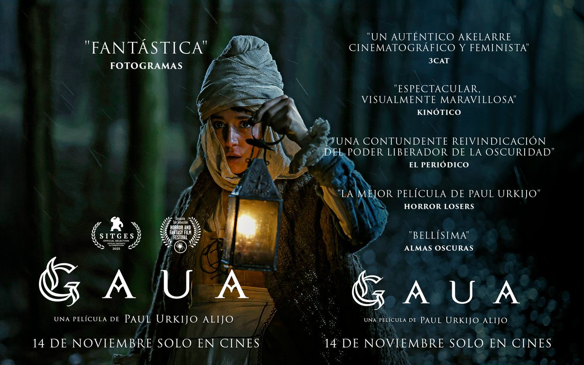 Tras su première mundial en el #Sitges2025, #Gaua ha cosechado un sinfín de elogios. 🔥 La nueva película de Paul Urkijo ha recibido el aplauso unánime de crítica y público. 🎬 Solo falta 1⃣ mes para el estreno de la nueva película del cineasta vasco.