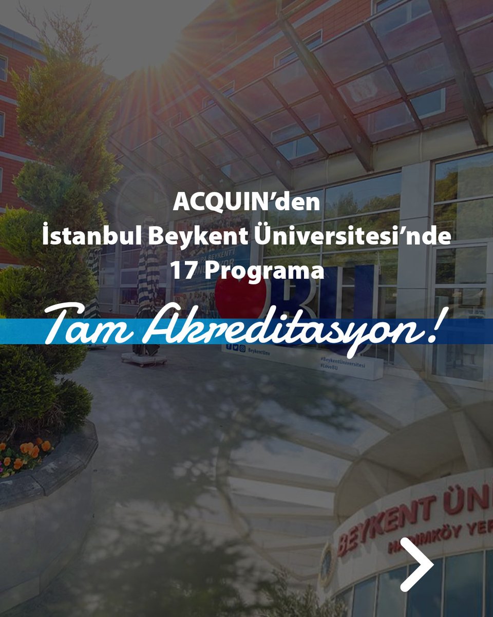BeykentUnv's tweet photo. İstanbul Beykent Üniversitesi olarak Uluslararası Akreditasyon Kuruluşu ACQUIN’den 17 programımıza daha 6 yıl süreli koşulsuz tam akreditasyon almaya hak kazandık!

#İstanbulBeykentÜniversitesi #İşteGelecek https://t.co/Dvj1RiOYtw