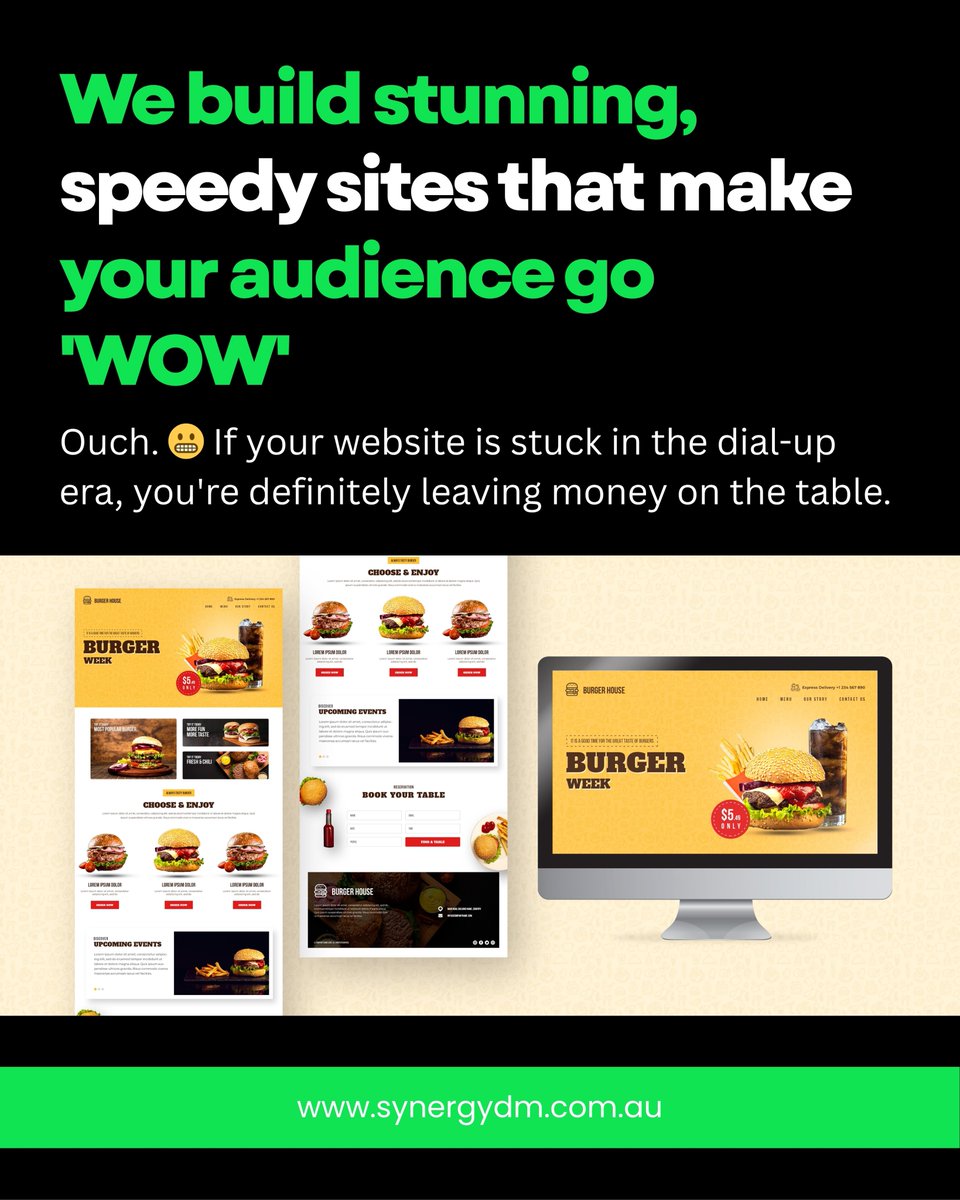 SynergyDigital0's tweet photo. Ouch. 😬 If your website is stuck in the dial-up era, you're definitely leaving money on the table. 💸 We build stunning, speedy sites that make your audience go 'WOW!' 🤩 Swipe to see the glow-up journey! Comment "DESIGN" below!

💰 https://t.co/Wx1URxNuXe  

#webdesign #website https://t.co/vL3e1AxKFl