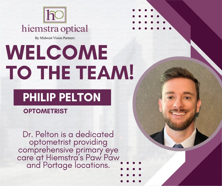 HiemstraOptical's tweet photo. 👁️✨ Big news! We’re excited to welcome Dr. Philip Pelton to our Hiemstra family!

Dr. Pelton brings a passion for optometry and a dedication to personalized care.
Stop by and say hello — now seeing patients at our Paw Paw and Portage office!

https://t.co/SGZht0ttqc https://t.co/0UbH8NjMeU