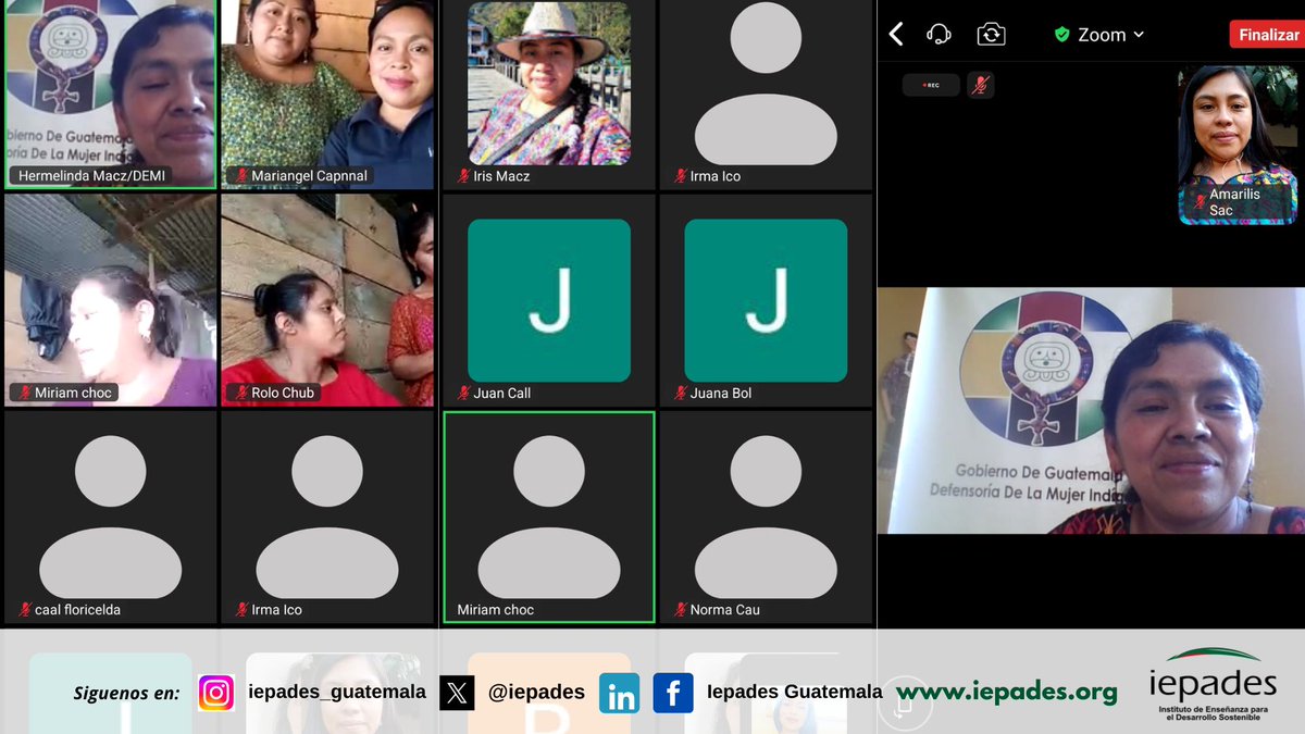 👨‍💻👩‍💻El martes 7 de octubre, IEPADES, en el marco del proyecto “Compartiendo la semilla del empoderamiento económico de las mujeres”, y en coordinación con la Defensoría de la Mujer Indígena (DEMI), la Procuraduría de los Derechos Humanos (PDH), la Secretaría contra la Violencia