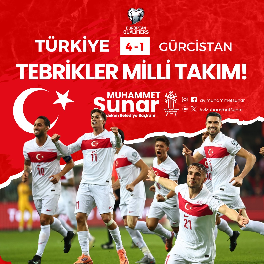DÖRT DÖRTLÜK MİLLİ TAKIM!
Gürcistan karşısında sahaya koyduğu mücadeleyi 4 golle taçlandıran Ayyıldızlı ekibimizi yürekten tebrik ediyor, bizlere yaşattıkları gurur için teşekkür ediyoruz.
#BizimÇocuklar <a href="/MilliTakimlar/">Türkiye #BizimÇocuklar 🇹🇷</a>