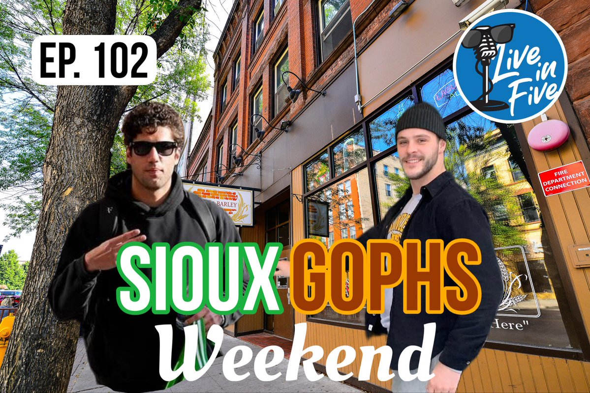 Live in Five (@liveinfivepod) on Twitter photo 🚨Episode 102: Sioux Gopher Week 
-Live Q&A Brick and Barley 3pm Saturday in GF
-Swish saved Scottsdale from burning down 
-Sioux Hockey 
-NHL talk 
-People’s 📞term of the week 
&& much more!!
WATCH: youtu.be/3P8fCSII5YE?si… 🚨Episode 102: Sioux Gopher Week 
-Live Q&A Brick and Barley 3pm Saturday in GF
-Swish saved Scottsdale from burning down 
-Sioux Hockey 
-NHL talk 
-People’s 📞term of the week 
&& much more!!
WATCH: youtu.be/3P8fCSII5YE?si…