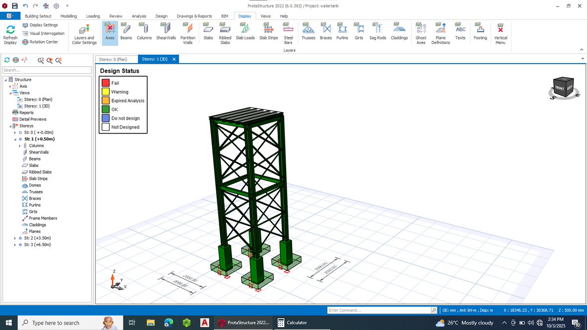 hardeynagbe's tweet photo. Designing a steel water tank strong enough to hold a 2000-litre GeePee 
Precision, stability, and aesthetics  every detail matters 👷‍♂️⚙️
#CivilEngineering #StructuralDesign #SteelStructures #EngineeringNigeria #SiteWork #CADDesign #Revit #ProtaStructure #EngineeringStudent https://t.co/5ksF5nprCG