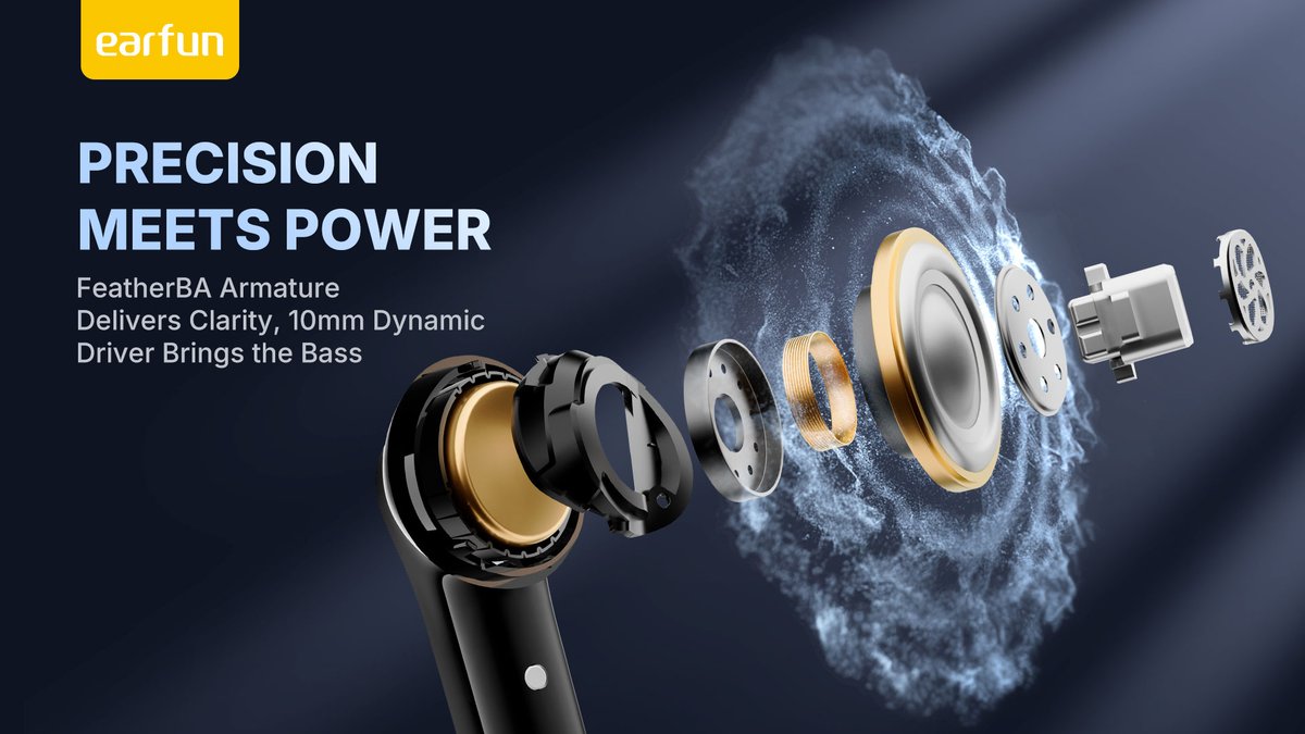 EarFunAudio's tweet image. 🎶 Two drivers. One incredible sound.
 EarFun Air Pro 4+ combines FeatherBA™ Balanced Armature + 10mm Dynamic Driver for stunning clarity and punchy bass.
🔥 30% OFF Early Bird Special!
👉 budurl.me/ch11eabd
#EarFunAirPro4Plus #FeatherBA #DualDriver #EarFun #EarlyBirdDeal