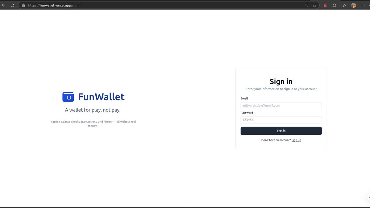 AdityaRaj_x's tweet image. ✨FunWallet – a wallet for play, not pay .
> Live link - funwallet.vercel.app
📌 I built this for learning purposes to understand how wallet transactions and transaction history actually work.
📍Githup - github.com/Aditya987456/F…
#BuildInPublic #React #nodejs #reactjs