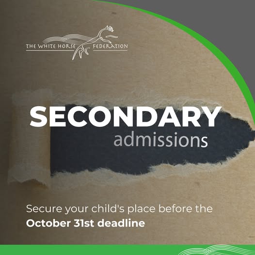 Is your child in Year 6 and due to start Secondary School in September 2025? 

The deadline for Year 7 secondary places, is fast approaching. You need to apply by Friday 31st October 2025. 

Complete your application today, through your Local Authority.#SchoolAdmissions2026