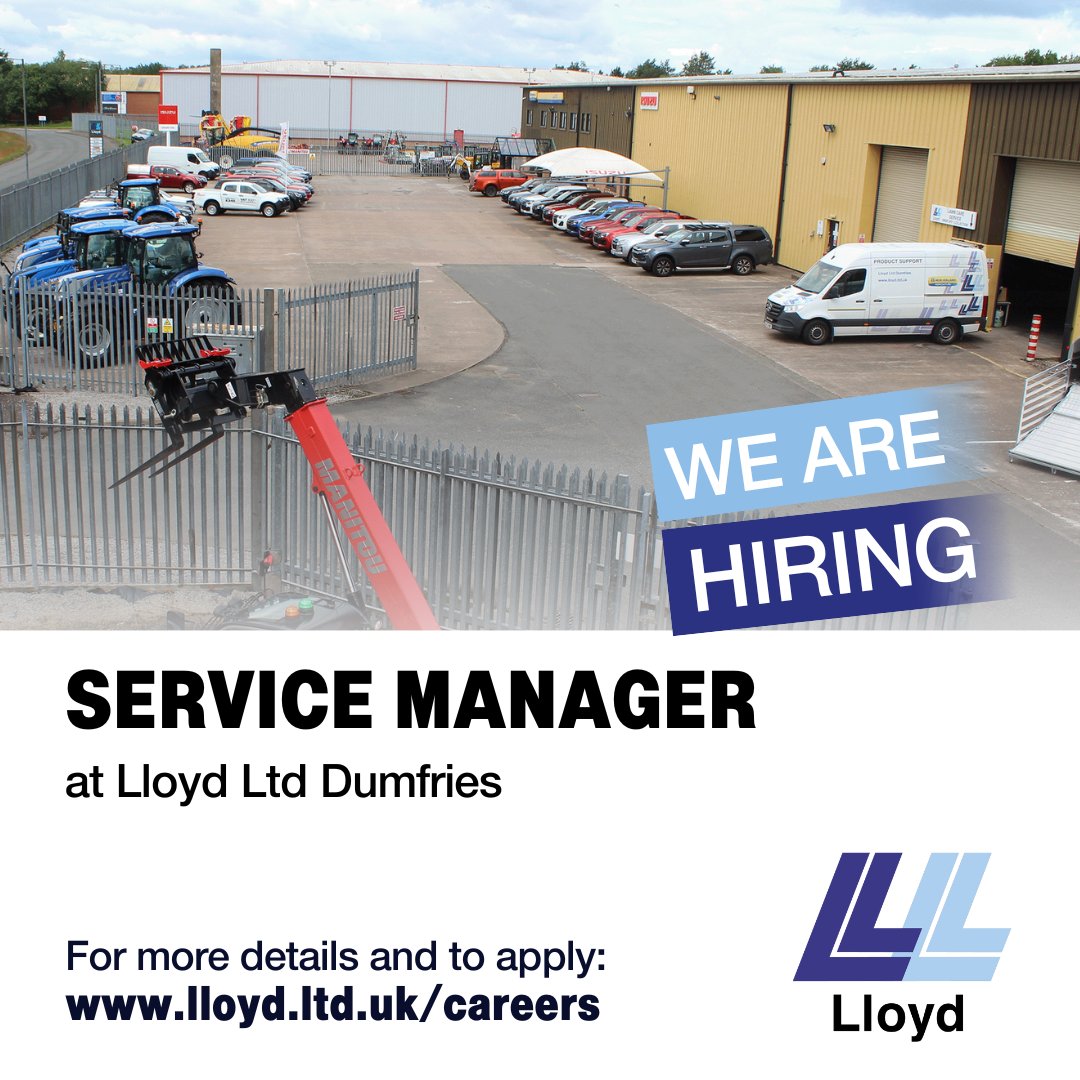 Are you an experienced manager, or have worked in the engineering industry or a workshop environment? 

Due to an internal transfer, we’re looking for a Service Manager to join our busy and friendly team at Lloyd Ltd Dumfries.

For full details: lloyd.ltd.uk/careers/servic…