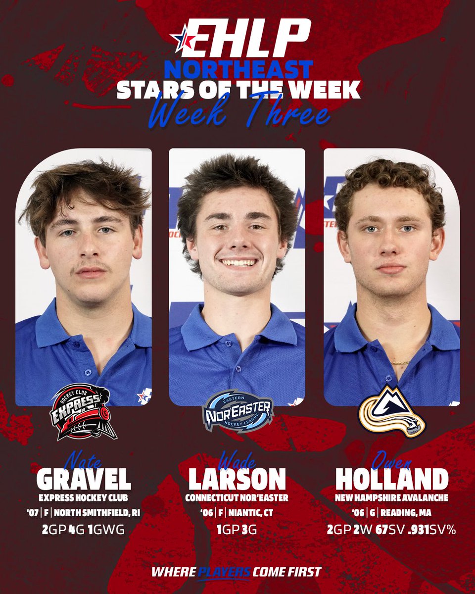 EHLpremier's tweet image. The Eastern Hockey League Premier announce Stars of the Week for week three. These selections come from games between October 7th and October 13th.

🔗: bit.ly/48nIgIN

#WherePlayersComeFirst | #DevelopPromoteAdvance