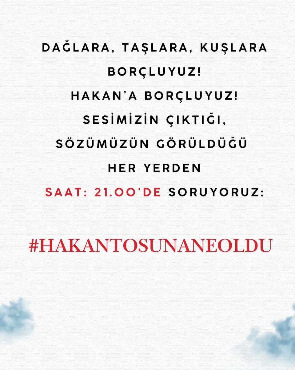 tugcetezer's tweet photo. Dağlara, Taşlara, Kuşlara Borçluyuz!
Hakan'a Borçluyuz! #HakanTosunaNeOldu https://t.co/UjYRXqUQLF