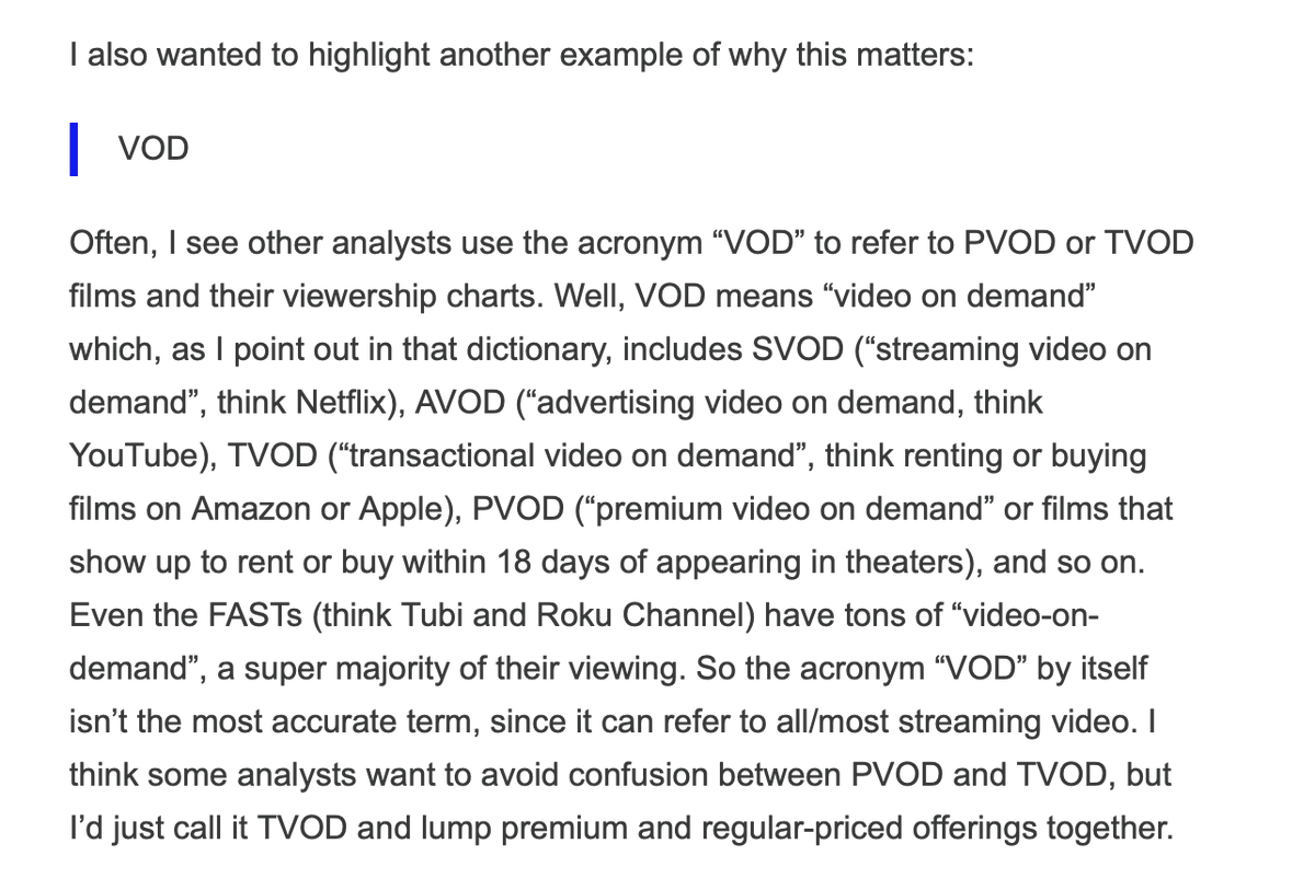 I'm going to have to slightly disagree with <a href="/EntStrategyGuy/">The Entertainment Strategy Guy</a> here in that "VOD" basically means "I have to pay more for this" for normie viewers. If something's on Netflix or HBO Max or whatever you say the service; if you say "VOD" it's the modern "pay per view."