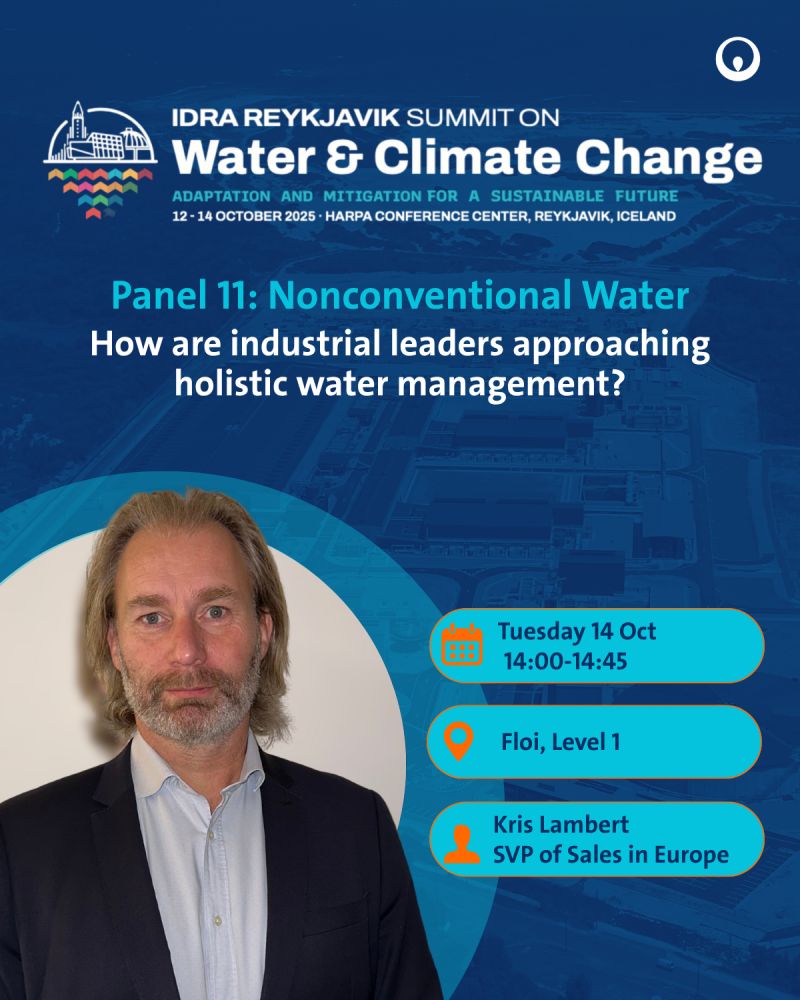 Leaders are gathering this week at events like the <a href="/idra_water/">International Desalination and Reuse Association</a> Reykjavik Summit to scale water reuse. Our SVP of Sales in Europe, Kris Lambert, will be speaking there on rethinking industrial water management.