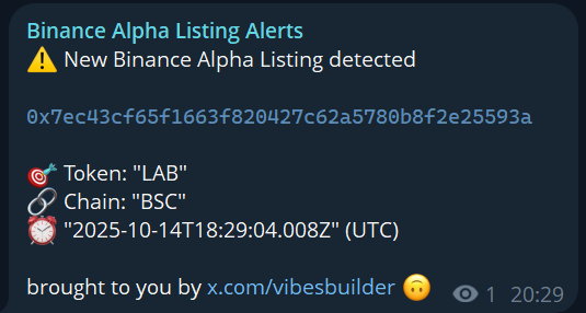 vibesbuildr's tweet image. Binance Alpha Listing Alert Telegram Bot

Check it out here t.me/binancealphali…

Couldn&apos;t find any, so I created one 🙃