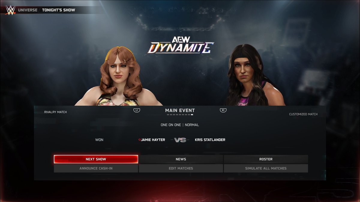 stods2k's tweet photo. And your main event!

Jamie Hayter &amp; Kris Statlander's fight to be the no.1 contender for the Women's World Championship ends in a no-contest thanks to interference from Thekla. In response, Toni Storm invites them all to a fatal four-way at #WrestleDream #AEWDynamite #Stods2K https://t.co/k4PBvhyYpG