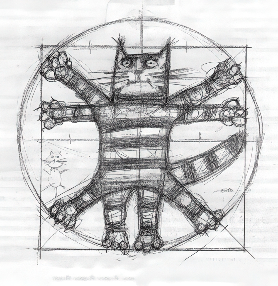 PrintedMP's tweet photo. @ArtGuide_db Vitruvian Cat. Unknown masterpiece of Leonardo. https://t.co/hb3BI0tk1b