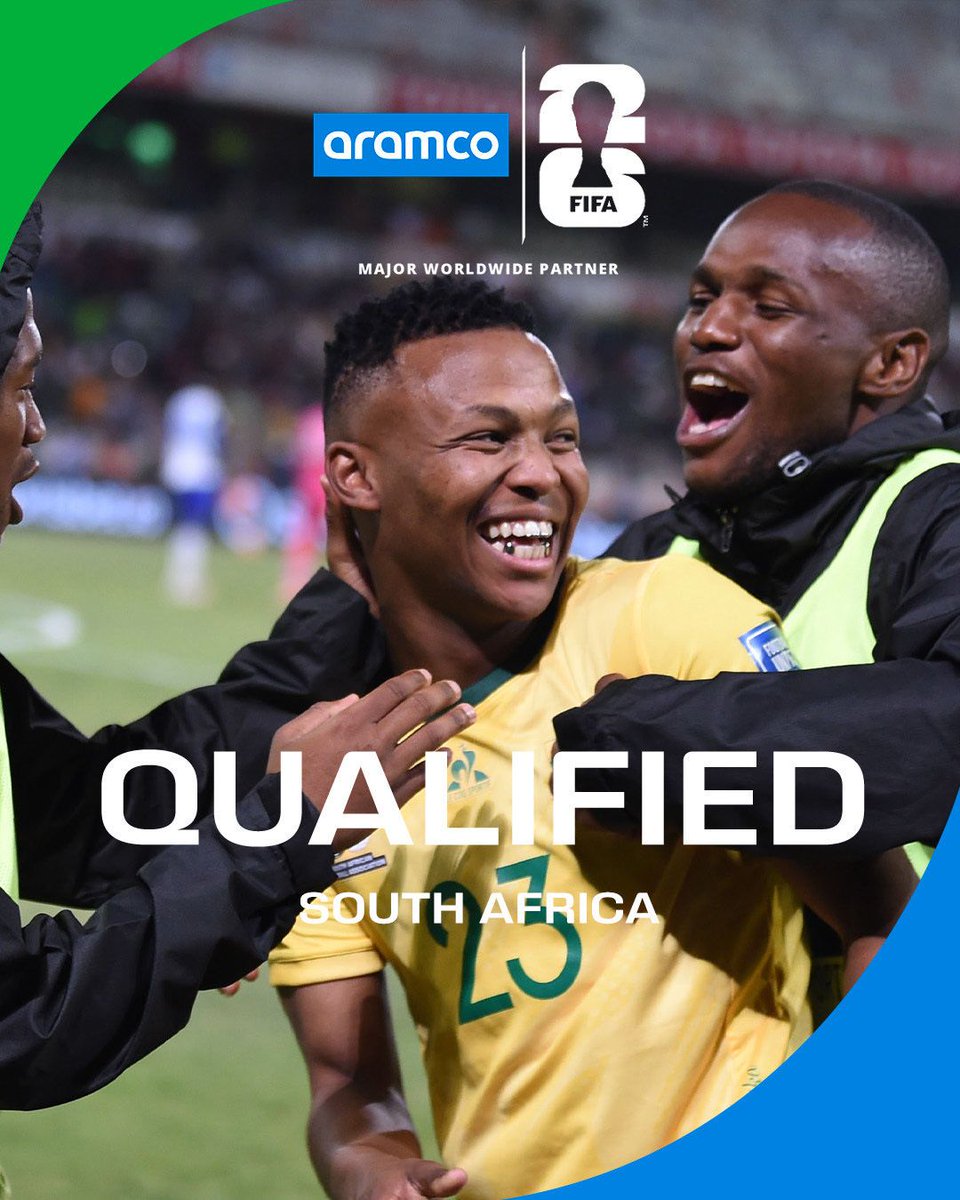 🇿🇦Sudáfrica regresa a una Copa del Mundo y ya son 2️⃣3️⃣ los invitados #Mundial2026 🏆🌎

CONCACAF: 
🇲🇽México
🇺🇸Estados Unidos
🇨🇦Canadá

CONMEBOL:
🇦🇷Argentina
🇧🇷Brasil
🇪🇨Ecuador
🇨🇴Colombia
🇺🇾Uruguay
🇵🇾Paraguay

CAF:
🇲🇦Marruecos
🇹🇳Túnez
🇪🇬Egipto
🇩🇿Argelia
🇬🇭Ghana
🇨🇻Cabo Verde