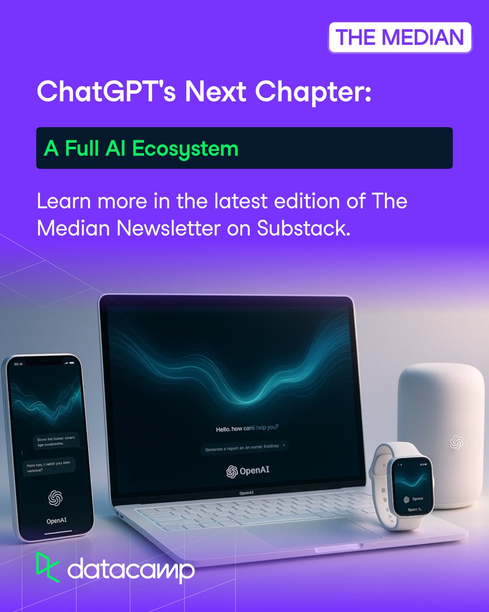 DataCamp's tweet image. Is OpenAI building the iPhone for the AI era? 👀
This week in The Median:
• ChatGPT gets third-party apps
• Google’s Gemini 2.5 goes hands-on
• Anthropic reveals new data poisoning risks
• Sora app hits 1M downloads in 5 days
🧠 Read: ow.ly/8zlS50XaXq8