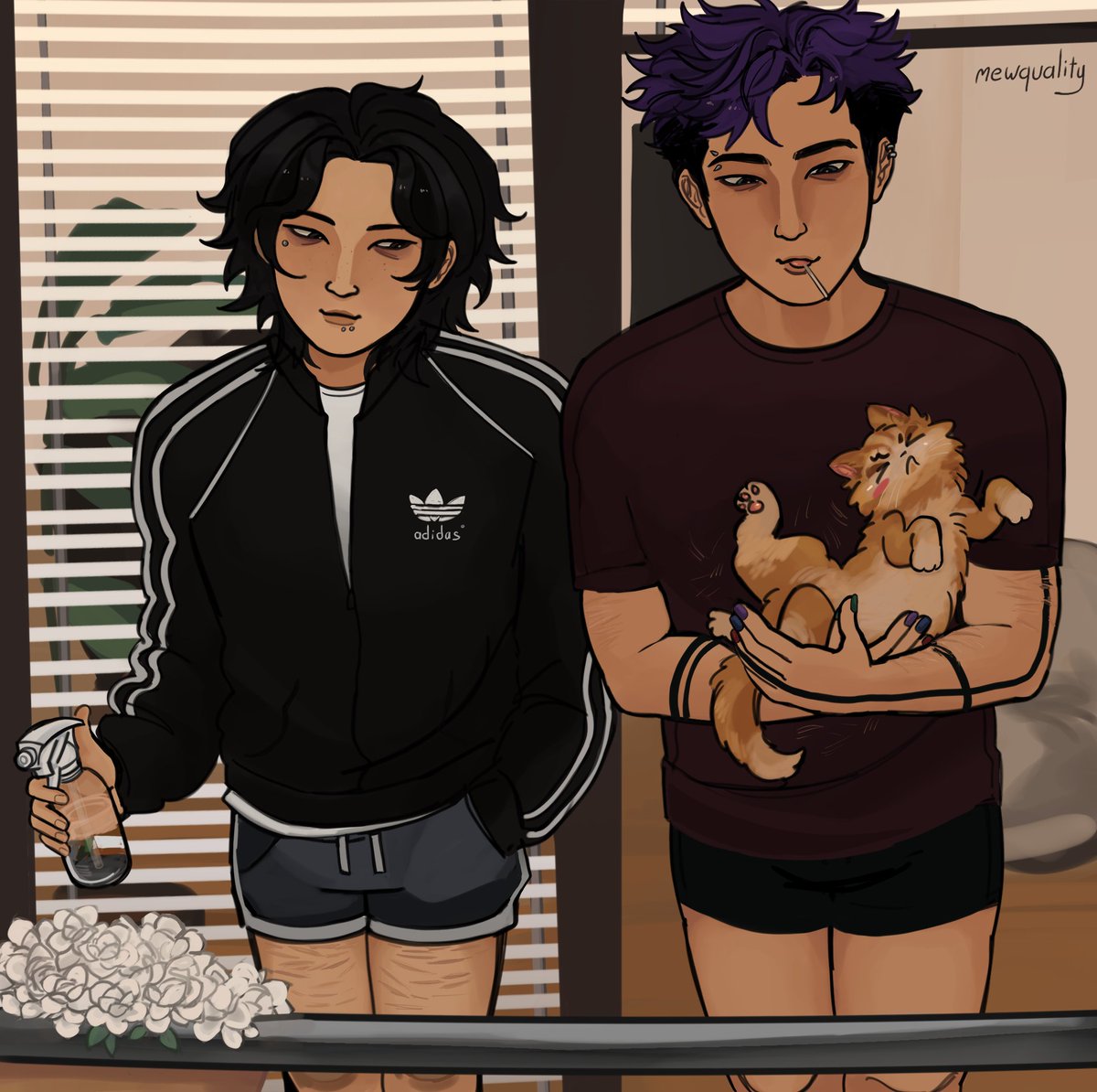 fadeatlast's tweet photo. #DomesticThangyuWeek 
Day 2 - chores/pets
Girl dads (⁠ ´_` ⁠)💜 #thangyu https://t.co/45WV4cCJ6a