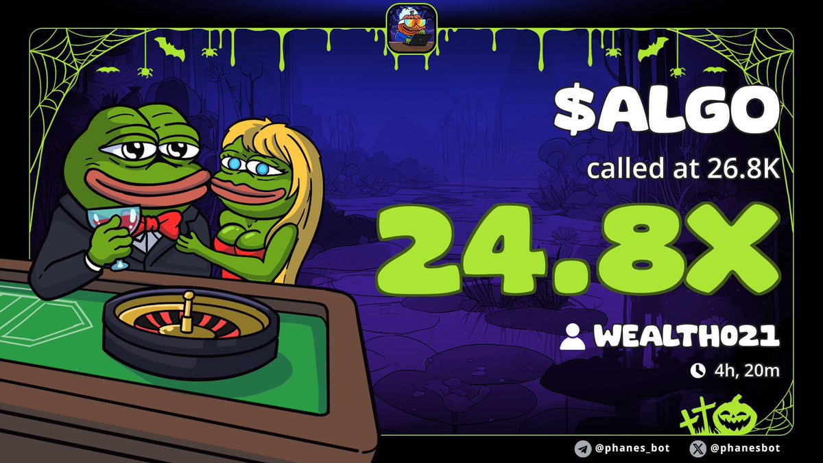 Wealth_18's tweet image. 🎃 $ALGO hits 24.8X! Called at 26.8K. 

#CryptoWins #ALGO #WealthH021 #CryptoGambling