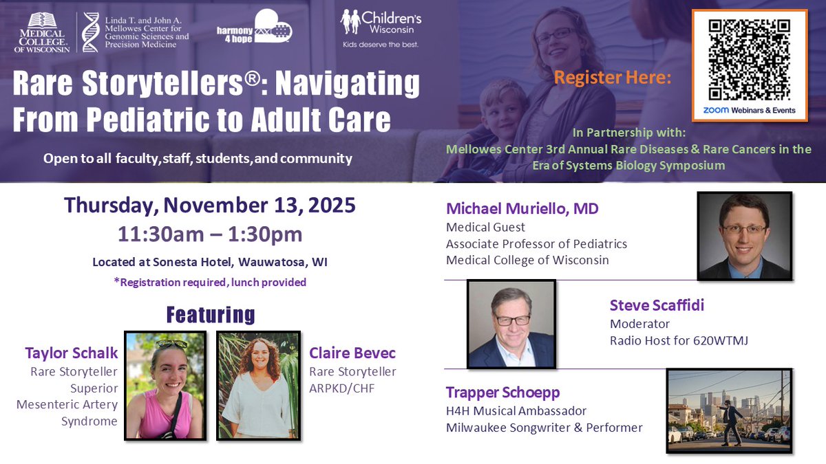 Join Us for Rare Storytellers: Navigating Pediatric to Adult Care -harmony4hope.org/rare-storytell… <a href="/mellowescenter/">MCW Mellowes Center</a> <a href="/trapperschoepp/">Trapper Schoepp</a>