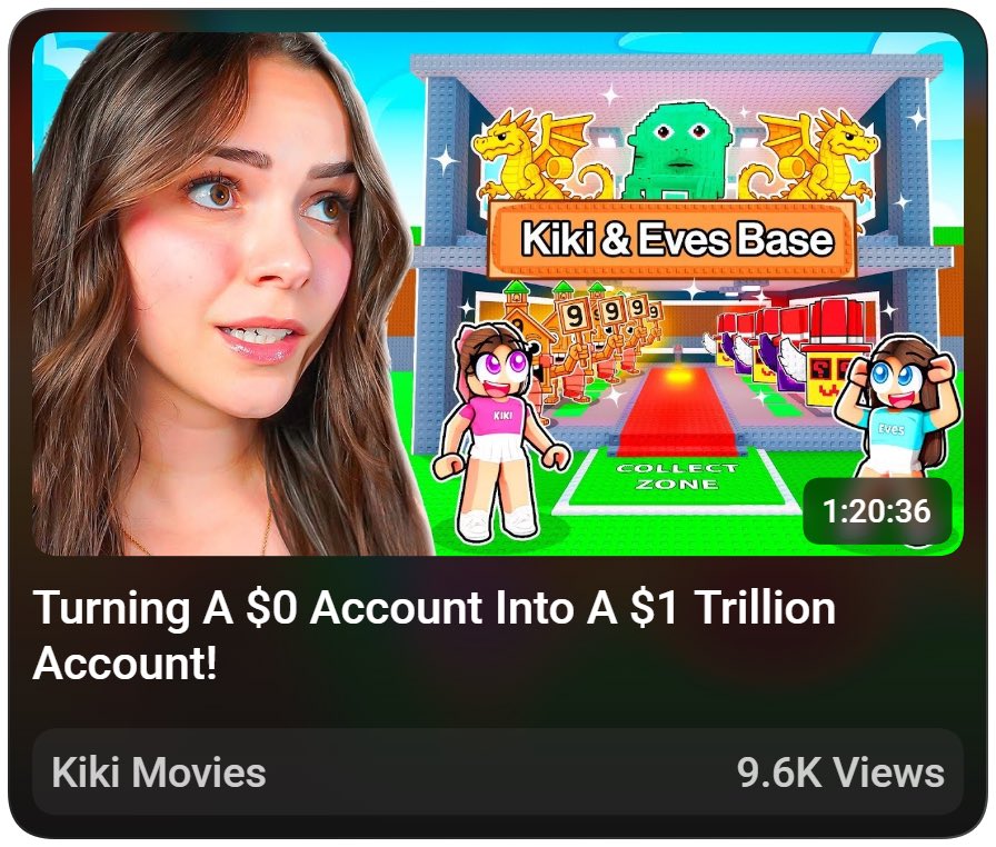 This video cost me $0 to produce for her.   

It's a compilation of videos that have already been uploaded, now given a new title.  

➡️ She doesn't have to manage uploads/scheduling.  
➡️ She doesn't have to spend money on editing for the channel.
➡️ Thumbnails can be recycled.