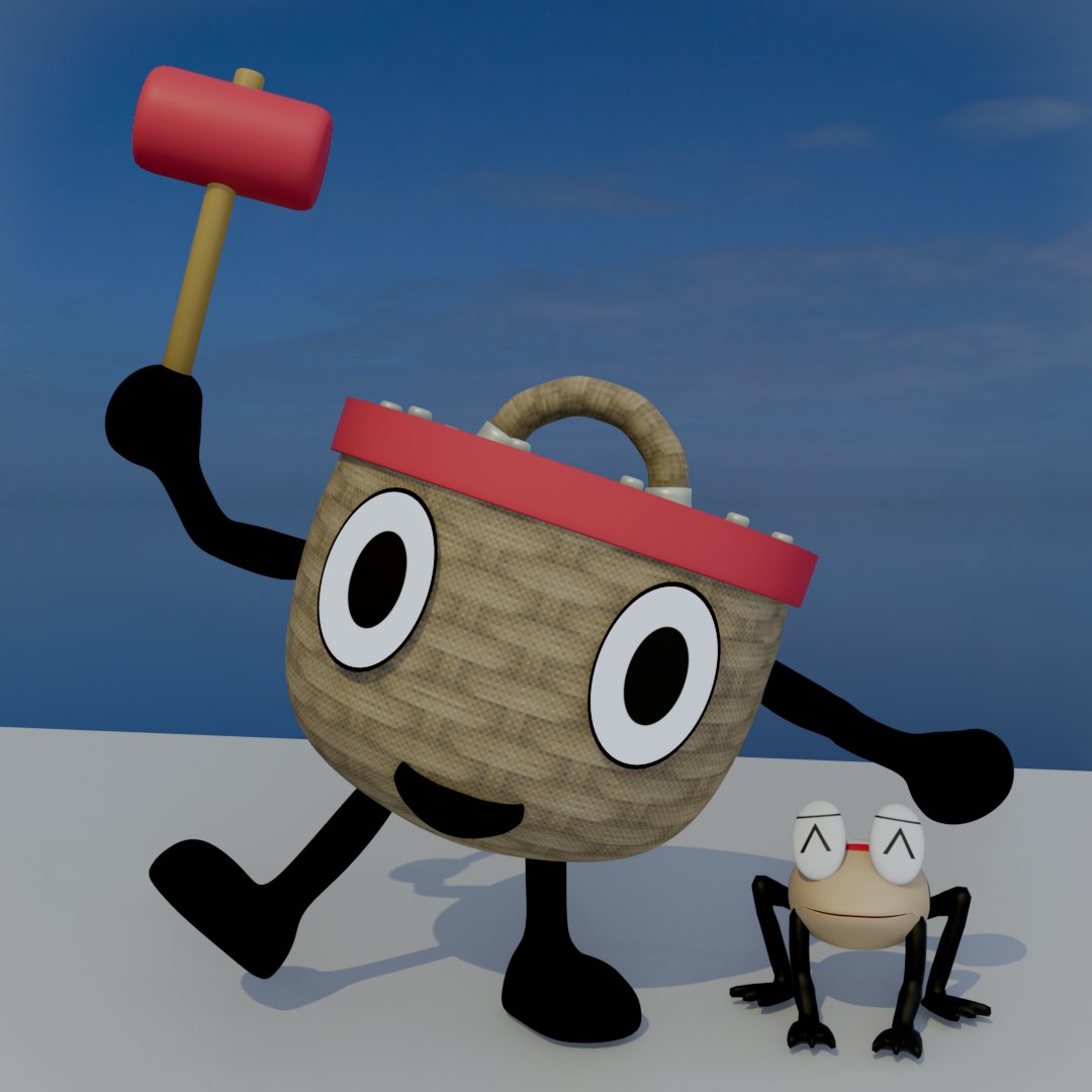 I couldn't help it. I modeled another Ribbit King character and their frog. Here's Picwick! 

#blender3d #ribbitking #ps2 #frolf #picwick