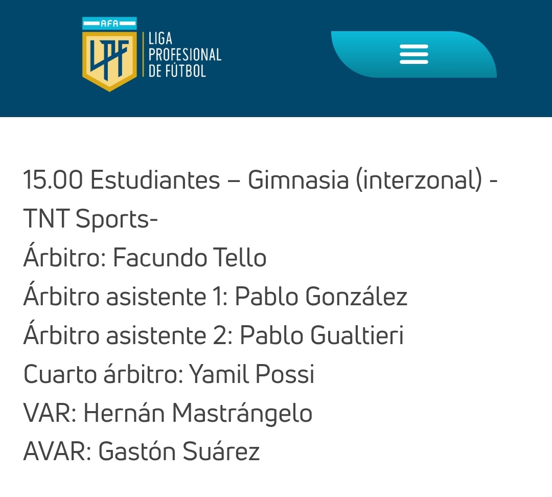 Julián Barbetti (@barbettijulian) on Twitter photo Facundo Tello el árbitro del Clásico Platense entre #EDLP y #GELP. Mastrangelo al VAR Facundo Tello el árbitro del Clásico Platense entre #EDLP y #GELP. Mastrangelo al VAR