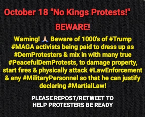 BeavisAsk's tweet image. Warning! Beware of 1000s of #Trump #MAGA activists being paid to mix in with many true #PeacefulDemProtests, to damage property, start fires &amp;amp; physically attack #LawEnforcement &amp;amp; any #MilitaryPersonnel so that he (#Trump) can justify declaring #MartialLaw!