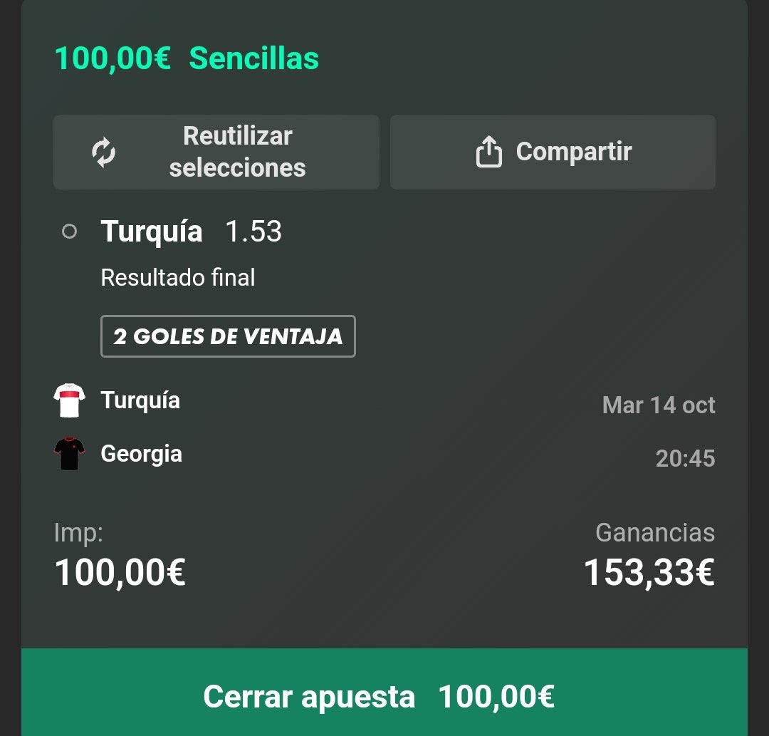 Vision 👁 90 Minutos ⏱️⚽️, [14 de oct de 2025 a las 16:33]
🏟️ MUNDIAL FUTBOL

📊 STAKE 1/Cuota 1.53

➡️Apuesta realizada en BET365

REALIZA TU APUESTA AQUI 👈

🔞 JUEGA CON RESPONSABILIDAD