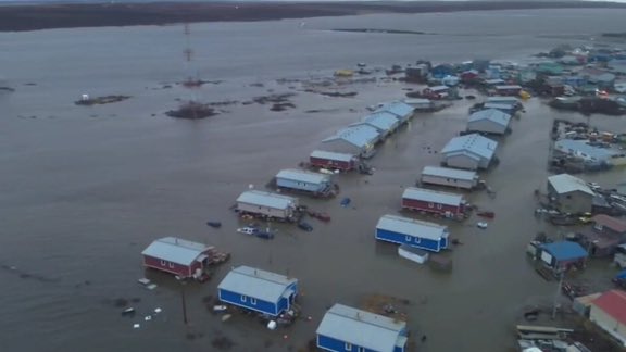 LokiReport's tweet photo. One woman has been confirmed dead, and two others are missing following the devastating impact of Typhoon Halong's remnants in western Alaska. 

The storm has led to the displacement of over 1,000 individuals, with extensive destruction of homes and unprecedented flooding affecting remote coastal villages. 

Coastal Yup'ik villages, including Kwigillingok and Kipnuk, faced winds reaching 100 mph and severe flooding as a result of the storm.