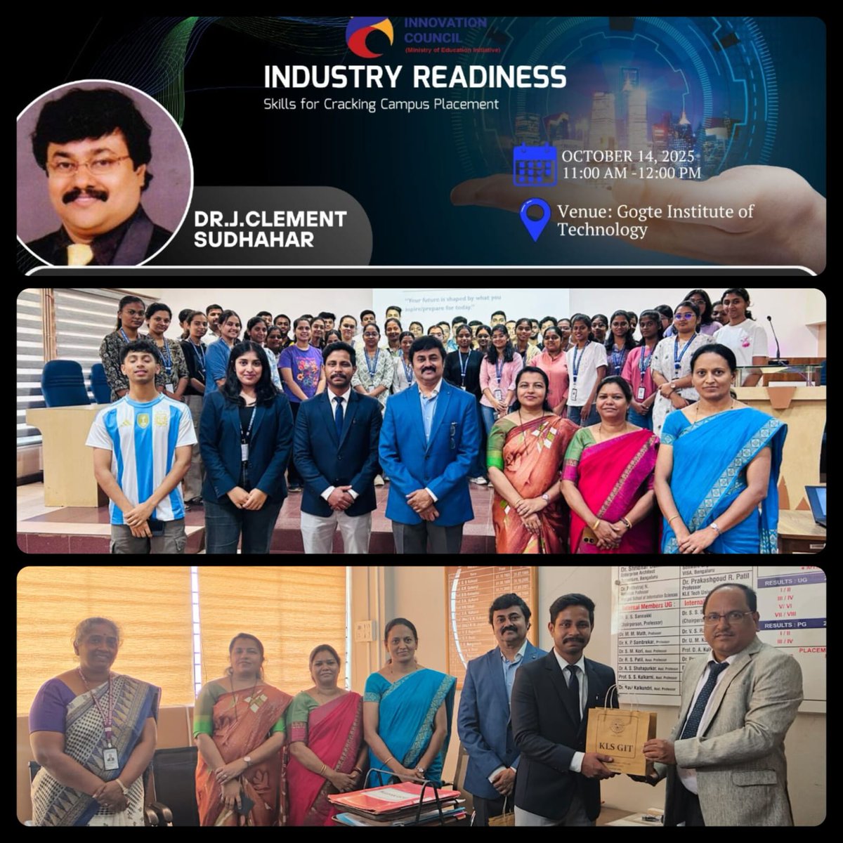 klsgitbelagavi's tweet photo. 🎯 KLS GIT's @InstitutionsIn2 event, the “Industry Readiness Skills” session by @dr_190 empowered students for campus success! 
#CSE #StudentDevelopmentProgram #IIC #CampusPlacements #IndustryReadiness #SkillBuilding #CareerPrep #FutureReady #Innovation #LearningForSuccess https://t.co/ZPWIa4WwdF