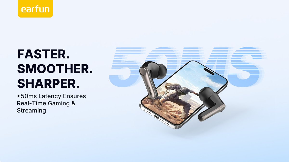 EarFunAudio's tweet image. 🎧 Game without delay!
 EarFun Air Pro 4+ Ultra-Low Latency &amp;lt;50ms Game Mode syncs every sound perfectly for smooth, real-time gameplay.
🔥 30% OFF Early Bird Special!
👉 budurl.me/ch11eabd
#EarFunAirPro4Plus #GameMode #LowLatency #EarFun #EarlyBirdDeal