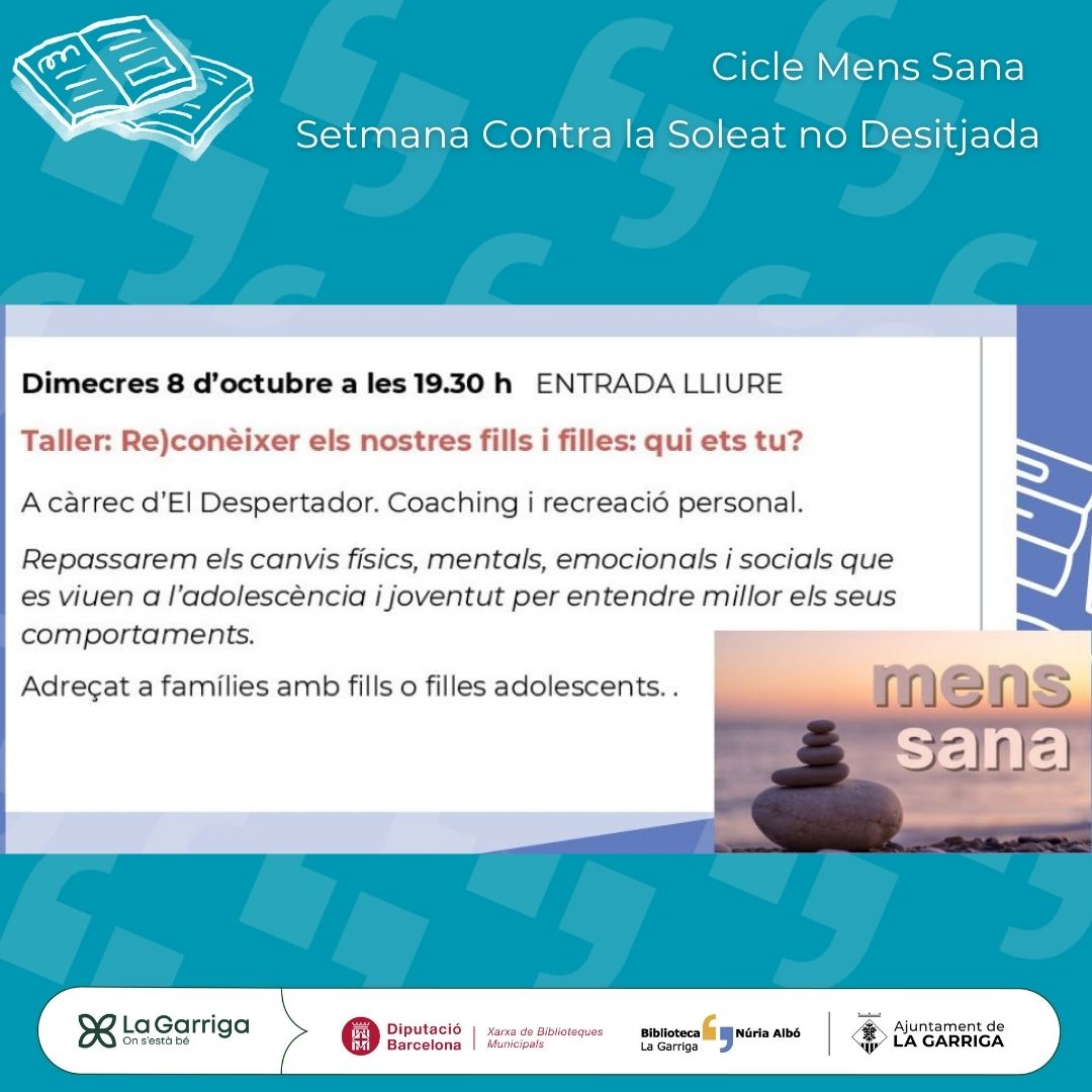 BibliolaGarriga's tweet image. Gràcies &quot;El Despertador. Coaching i Recreació Personal&quot; pels ensenyaments, les reflexions i les eines compartides al voltant de la vivència de l&apos;adolescència. Dins el cicle #MensSana, el passat dia 8 a la biblioteca #TrencaLaSoledat #SoledatNoDesitjada #PVsalut #salutmental