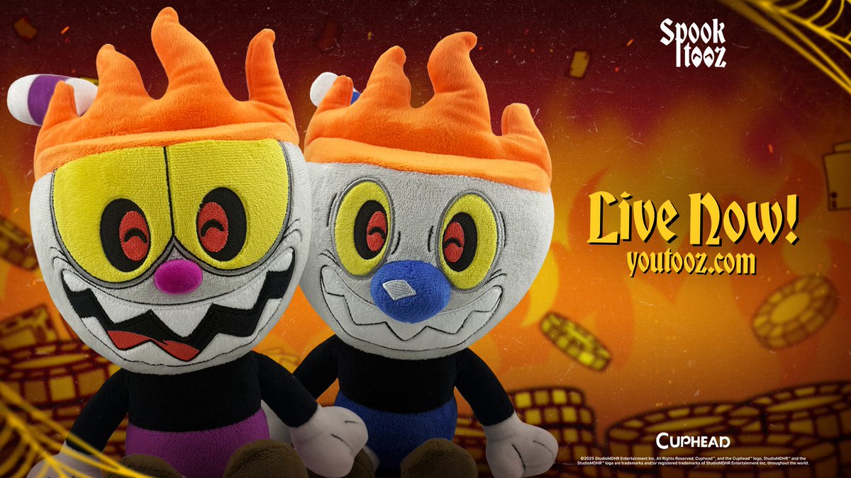 StudioMDHR's tweet image. They're evil! They're vile! They'll greet you with a smile!!
Just in time for the spooky season, the guys & ghouls at @youtooz have created plush pals of Evil Cuphead and Vile Mugman. They're perfect for a scare or a snuggle!
Pre-orders available NOW: youtooz.com/collections/cu…
