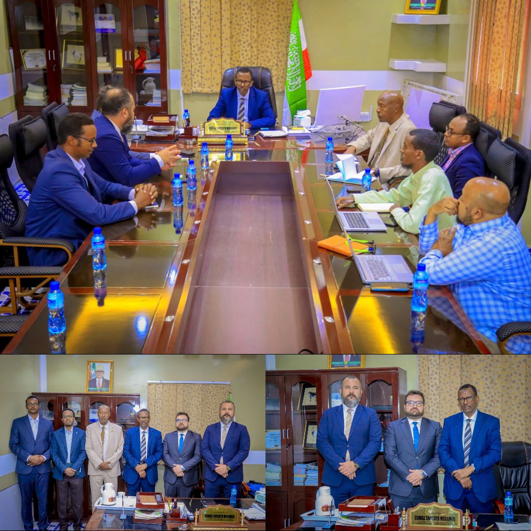 MoLRDSOMALILAND's tweet photo. A high-level meeting between the Somaliland Ministry of Livestock and the Turkish Government, represented by the Turkish Ambassador and TiKA officials, focused on strengthening cooperation in livestock health, productivity, and rural development.🤝  #Somaliland–#Turkey #TiKA https://t.co/0xYiLKPLpF