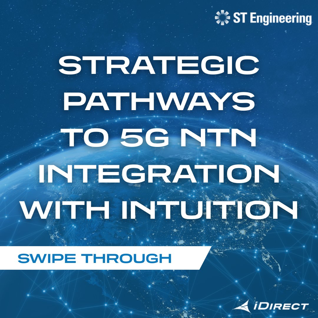 iDirect's tweet image. .@iDirect is laying the foundation for seamless 5G NTN—combining virtualization, orchestration &amp;amp; intelligent bandwidth to deliver performance, efficiency + scalability.

Discover the strategic pathways to 5G NTN integration with Intuition: bit.ly/3GWoOHF

#STEngineering