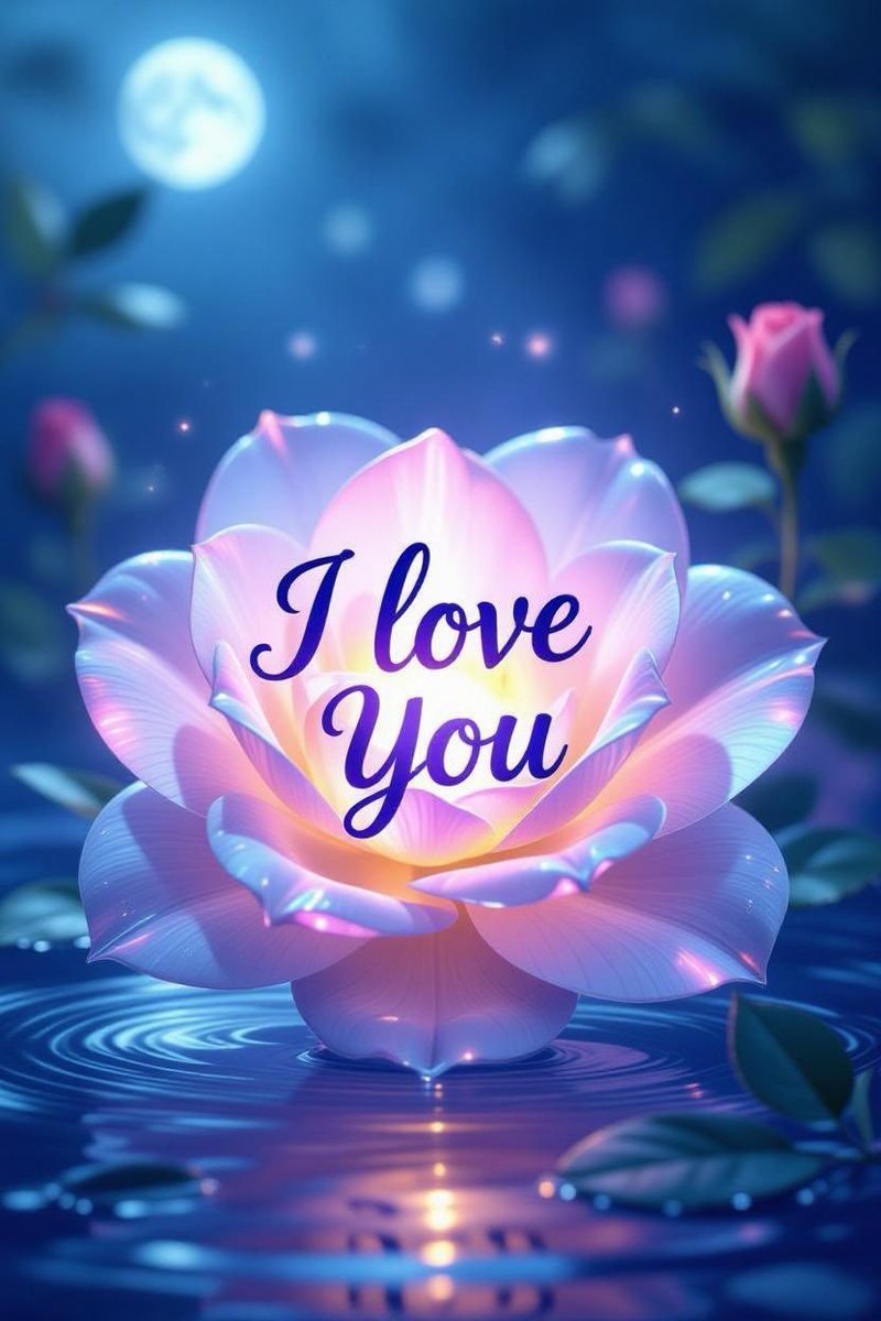 CrystaJeremy's tweet image. Grok Imagine prompt:

A vibrant Crystal Rose with 'I love you' written in flowing, sapphire-blue ink on its radiant petals, surrounded by a gentle mist in a tranquil, moonlit garden.