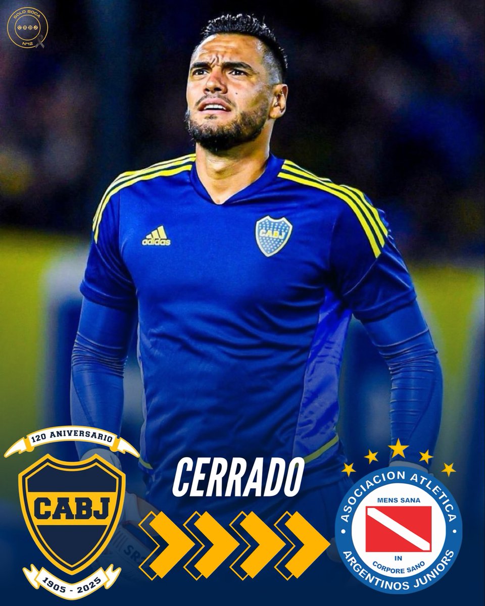 ✅SE VA ROMERO✅

Sergio Romero seguirá su carrera en Argentinos Juniors, esta tarde finalizará rescindirá su contrato en Boca a falta de 2 meses.
Ya mañana se sumará al plantel del bicho de la Paternal.

#Vamosboca 
💙💛💙