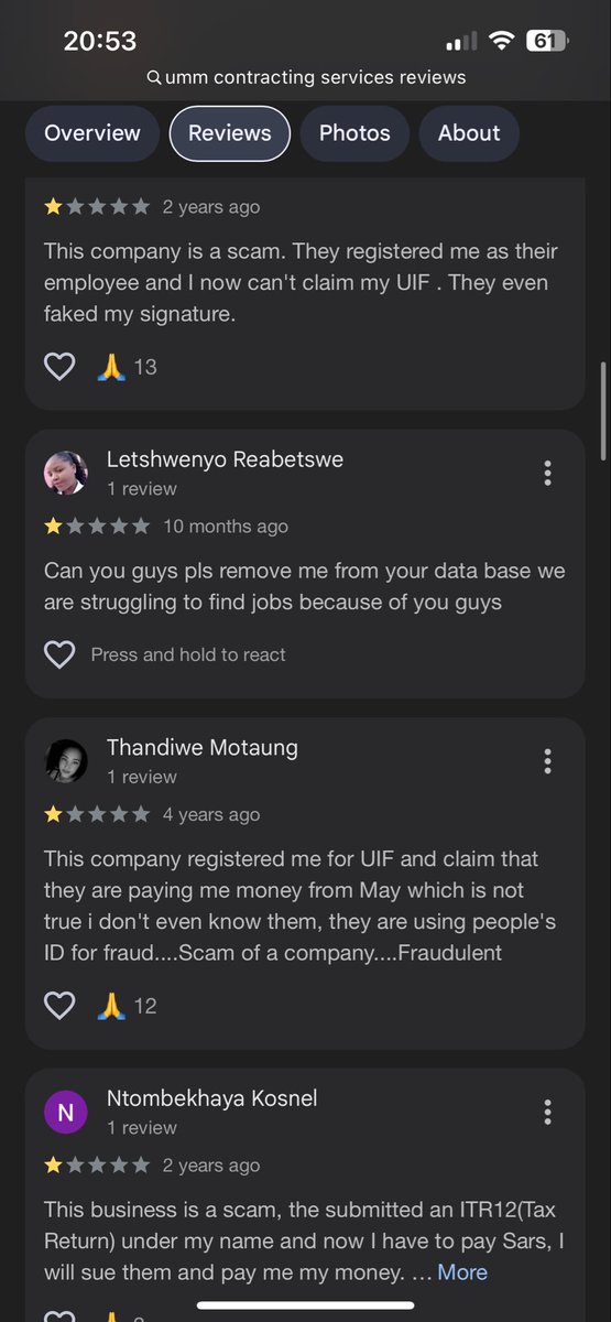 Amahashi_'s tweet photo. @deptoflabour @sarstax @SkillsAuthority 5. While researching this company, I found many reviews from people in the same situation. They specifically target unemployed BLACK youth , advertise learnerships with a small stipend, and then sell their personal documents. F3: Werner Smith claims we are lying. https://t.co/uHQ9gWHsB5