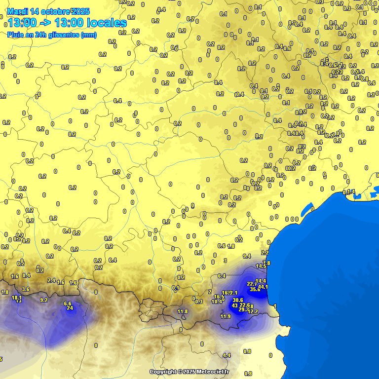 Cumul des précipitations en 24h glissantes sur le pays Catalan
35.6 mm sur Perpignan El Vernet
44.1 mm à Canet-en-Roussillon 
<a href="/iciroussillon/">ICI Roussillon</a> <a href="/lachainemeteo/">La Chaîne Météo</a> <a href="/ExtremeMeteo/">Extrême Météo</a> <a href="/actuperpignan/">Actu Perpignan</a> <a href="/PerpiMetropole/">Perpignan Métropole</a>