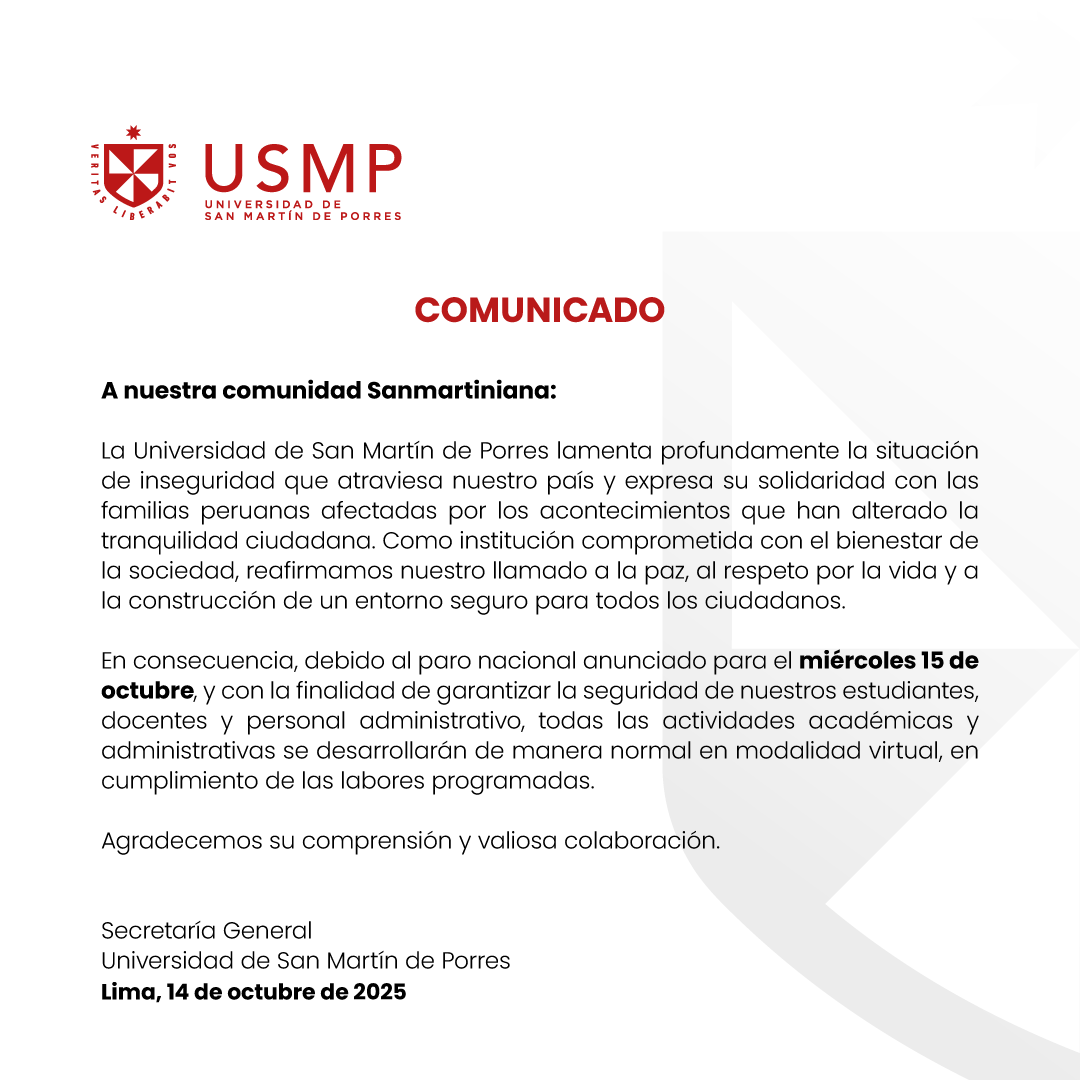 USMP_oficial's tweet image. Comunicado. 🚨