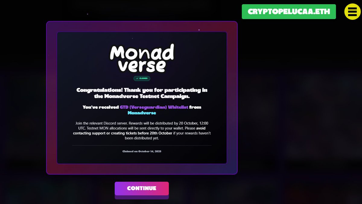 cryptopeluca's tweet photo. 📸Snapshot de @monadverse 

🔸Elegibilidad: Tener los 10 capítulos de Monadverse 

🔸Recompensas garantizadas que van desde sorteos exclusivos de GTD y FCFS hasta 500 000 MON y bonificaciones de más de 40 proyectos asociados 

🔸Todas las recompensas se distribuirán el 20/10 https://t.co/88T0pFfdp1