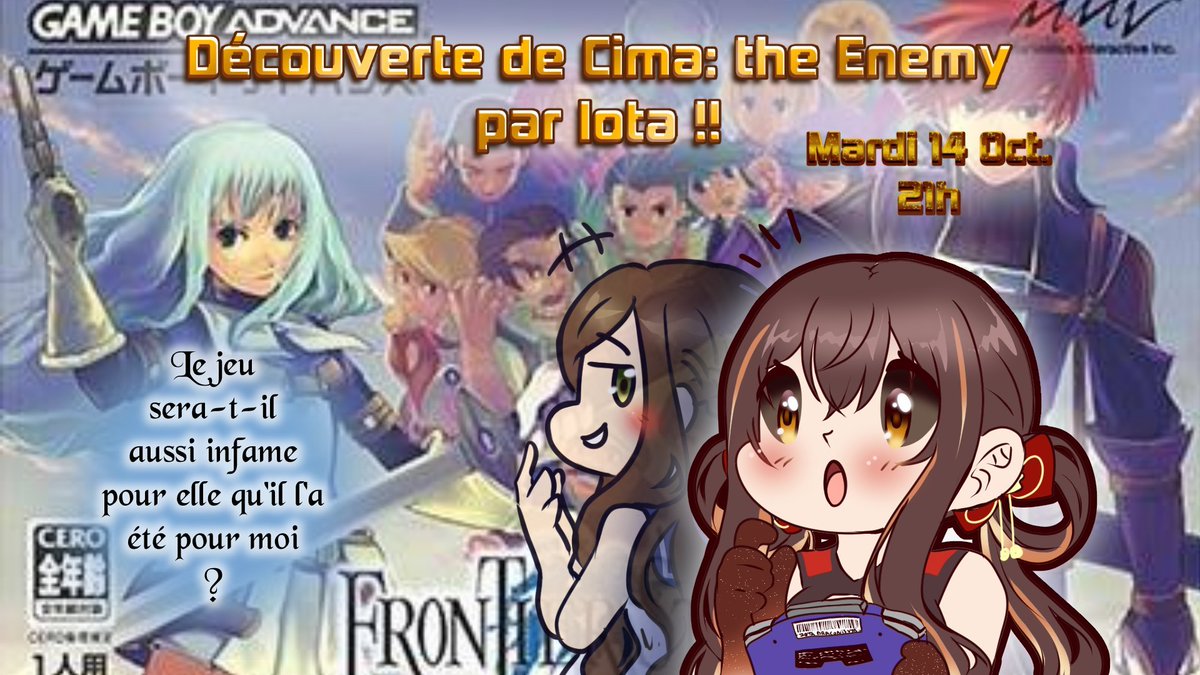 Enfin l'heure de faire découvrir à <a href="/iotaDraconisVT/">iota Draconis 🖤🌌 ~</a>  l'incroyable RPG Cima:the enemy, pour toujours plus de mission d'escorte .... 

twitch.tv/emethyste