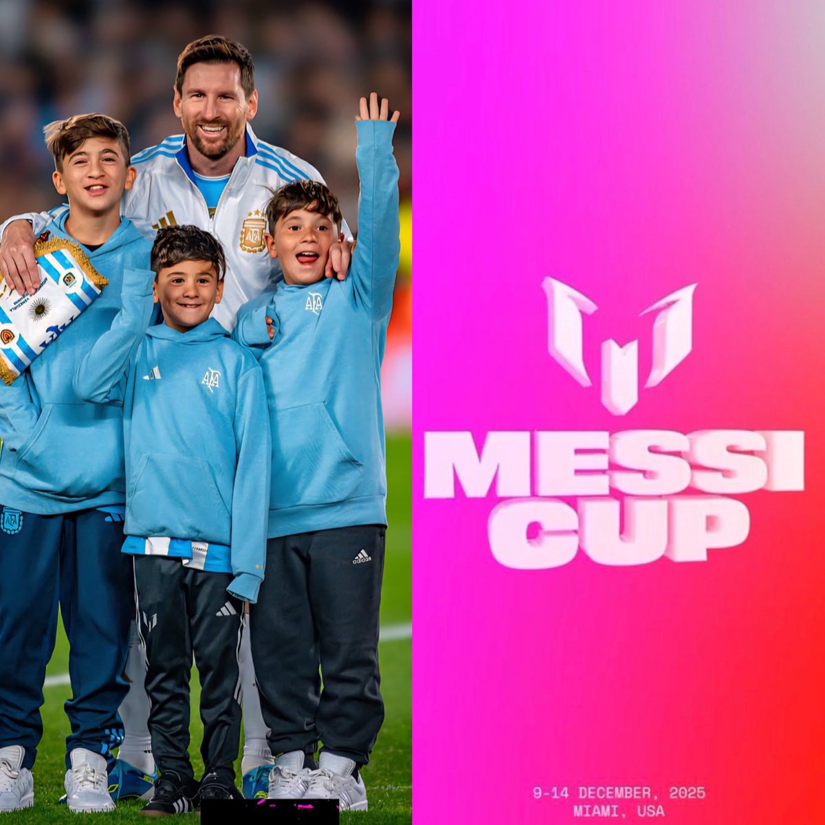 🏆🇺🇸 Lionel Messi anunció la creación de la ‘MESSI CUP’, un torneo SUB 16 en Miami en el que participarán los siguientes clubes:

🇺🇸 Inter Miami.
🇪🇸 Barcelona.
🇦🇷 River Plate.
🏴󠁧󠁢󠁥󠁮󠁧󠁿 Chelsea.
🇮🇹 Inter de Milán.
🇪🇸 Atlético Madrid.
🇦🇷 Newell's Old Boys.
🏴󠁧󠁢󠁥󠁮󠁧󠁿 Manchester City.