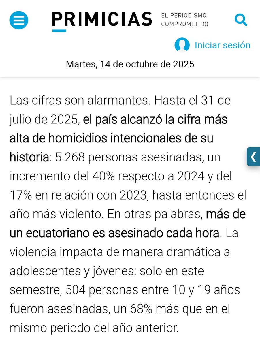 mviniguez2's tweet photo. ▪︎ 2025 es el año más violento de toda la historia del país, 40% más que el 2024, mientras que la lucha contra el lavado de activos es ineficaz con solo dos sentencias anuales. A esto se añade la persecución del Ejecutivo hecha contra la Corte Constitucional. https://t.co/jeHgvf1pTj