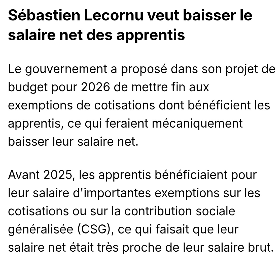 Et un exemple en cela : le salaire des apprentis, donc des jeunes qui commencer à bosser tôt, courageux et besogneux, va être rogné pour payer des inactifs qui lustrent des canapés depuis parfois 30 années à compter les mouches. 

On égorge, j'utilise ce mot d'une grande force et