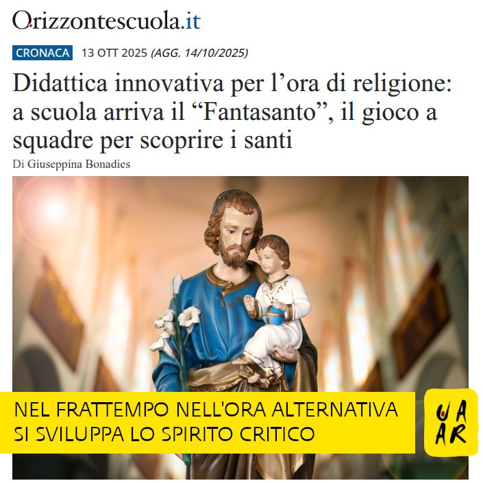 In una scuola media un prete influencer inventa il "Fantasanto" per trattare temi di morale secondo la dottrina cattolica. Scegliendo attività alternative si può invece sviluppare lo spirito critico e discutere di etica senza condizionamenti religiosi.
orizzontescuola.it/didattica-inno…