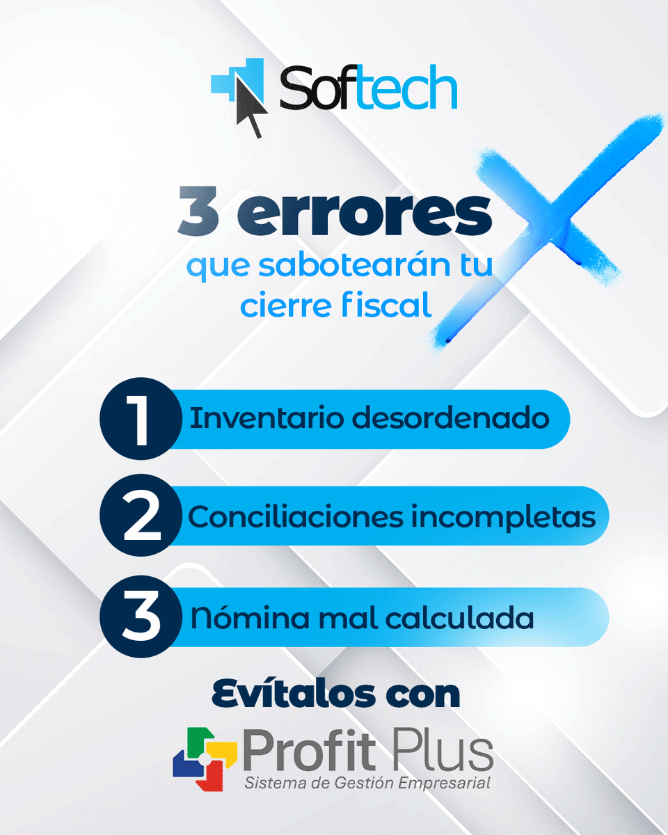 Tres errores comunes pueden complicar tu cierre fiscal: inventarios desordenados, conciliaciones pendientes y nómina con fallas.

✔ Control en tiempo real de inventarios
✔ Conciliaciones automáticas y reportes listos
✔ Nómina con cumplimiento normativo