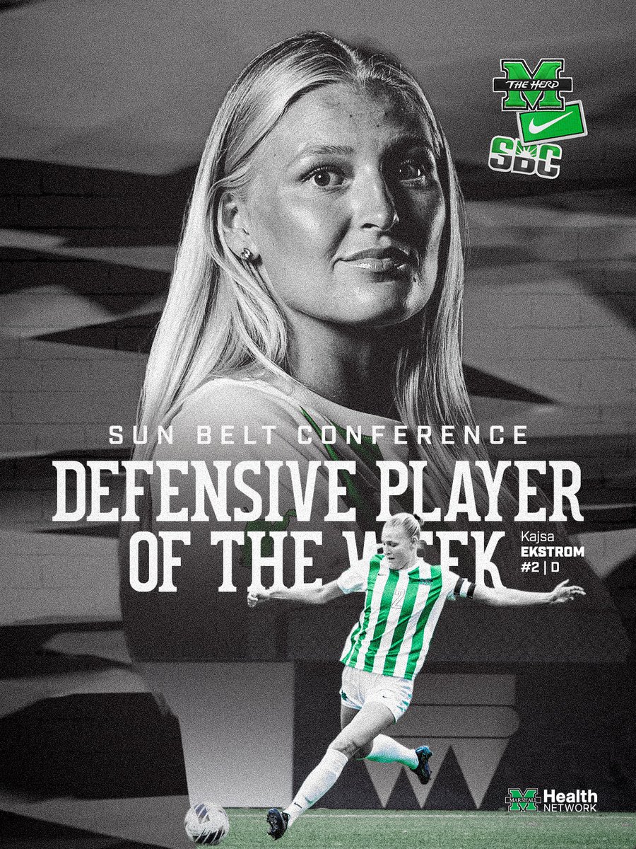 HerdWSoccer's tweet photo. 𝐊𝐚𝐣𝐬𝐚 𝐄𝐤𝐬𝐭𝐫𝐨𝐦! 🔥 🇸🇪 

The @SunBelt Defensive Player of the Week!

⚽️: https://t.co/gAboGrgS7J https://t.co/QxBd81jQr3