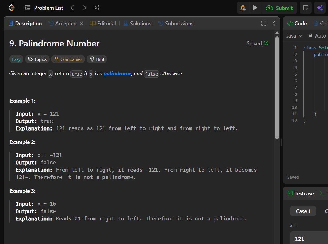 KadamSaitharun's tweet image. Every problem solved is one step closer to growth and mastery!
#StriversSheet
#LeetCode
Solved the Palindrome.
Pretty Basic Solution learned in clg